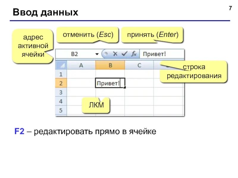 Как ввести информацию в ячейку. Ввод данных в ячейку. Как осуществляется ввод данных в ячейки. Ввод данных в эксель. Активная ячейка в электронной таблице это.