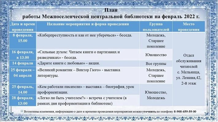 План работы на март в библиотеке. Акции в библиотеке на февраль. План на октябрь в библиотеке 2022. Картинка для публикации плана на февраль библиотека.