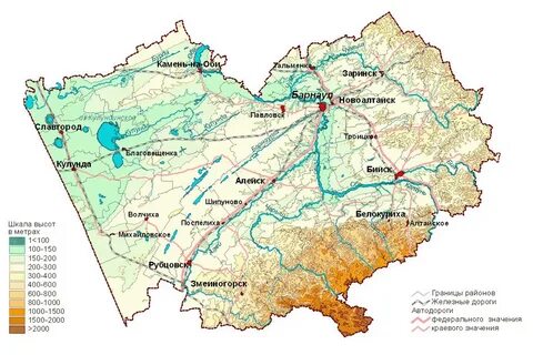 Карта расстояний алтайского края