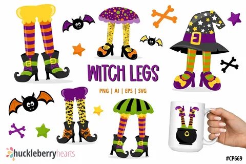 Включает в себя 16 различных клипартов Хэллоуина Witch Legs. 