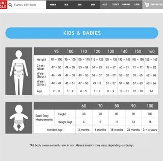 Kids размерная сетка