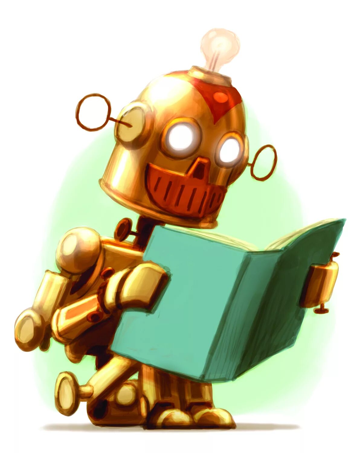 Робот читает книгу. Робот читает книгу иллюстрации. Читай робота. Robot reading.