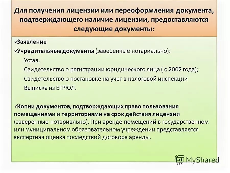 Документ подтверждающий наличие лицензии