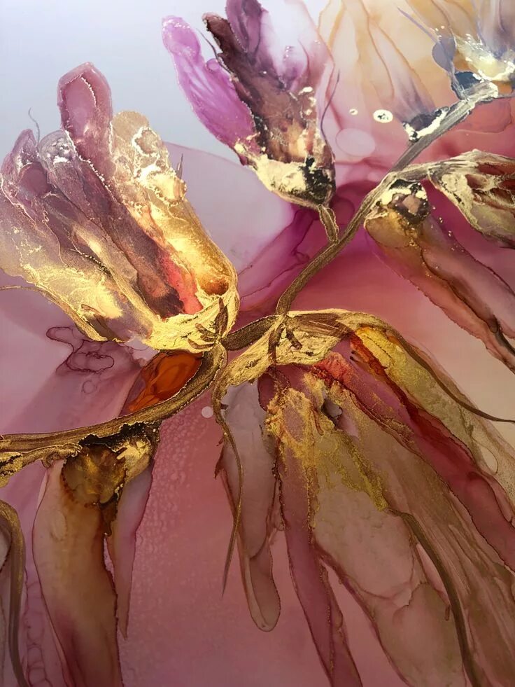 Розовая поталь. Розовая поталь. Абстрактные картины с поталью. Жидкая поталь сусальное золото. Имитация камня на ногтях.