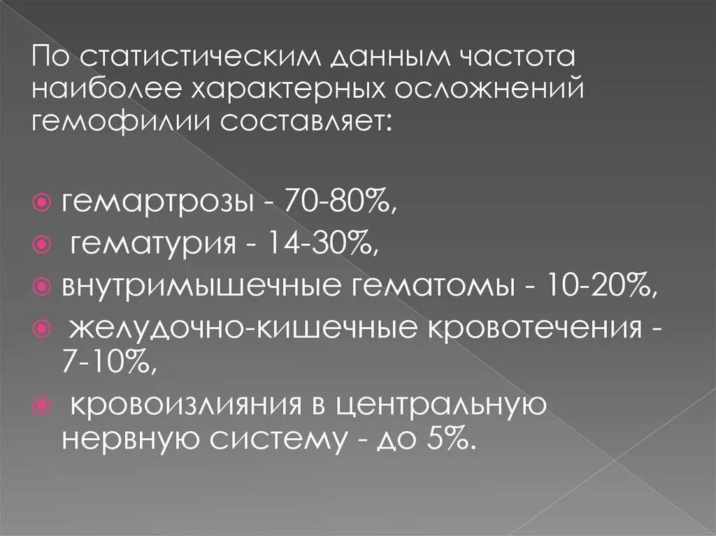 Профилактика осложнений гемофилии. Осложнения терапии гемофилии. Осложнения при гемофилии у детей. Дайте частоту 75