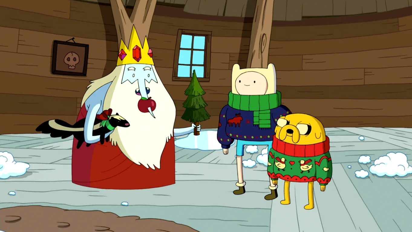 Фин и джейк новый год. Новогодний финн. Фин в новогоднем свитере. Финн в свитере. Фин и джейк время приключений.