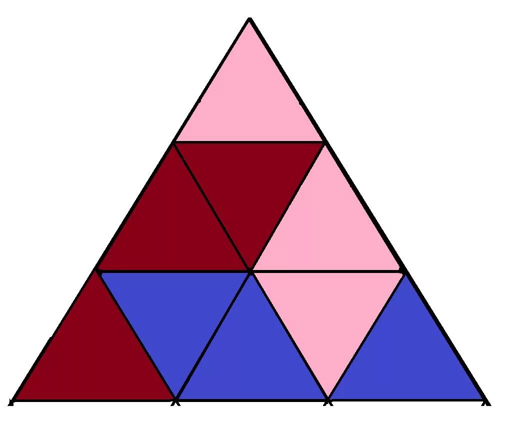 Как разбить треугольник. Правильный треугольник. Треугольник поделенный на 4 части. Треугольник разделенный на 3 части. Разделить треугольник на 3 равные части.