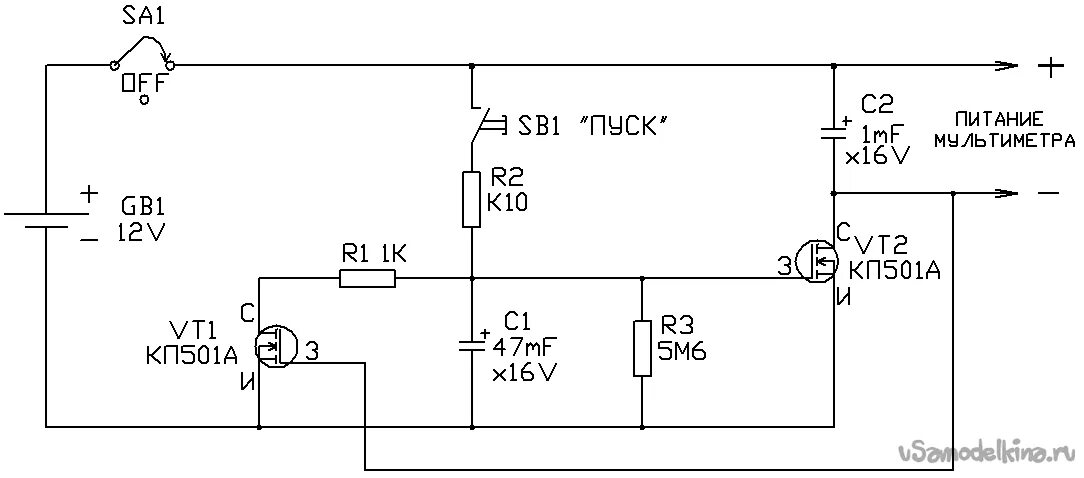 Автоматическое отключение питания. Схема автоматического отключения питания мультиметра. Реле времени на полевом транзисторе схема. Схема автоматического включения мультиметра. Питание мультиметра от батарейки 1.5 вольта схемы.