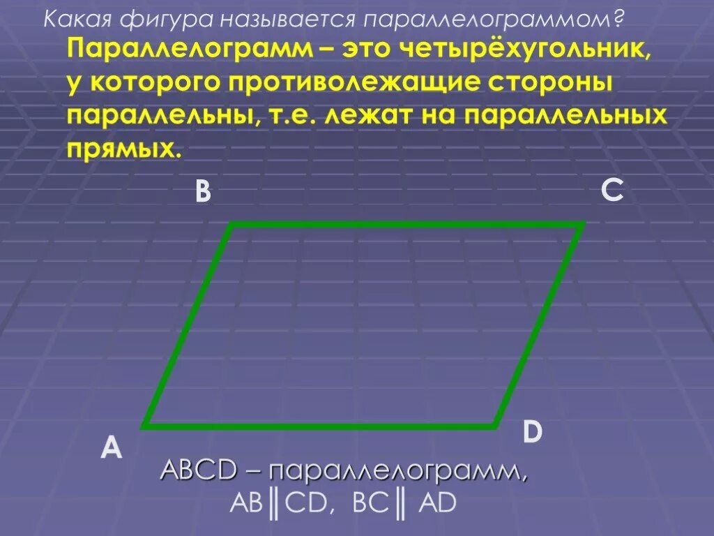 Параллелограмм. Параллелограмм фигура. Параллелограмм ABCD. Какую фигуру называют параллелограммом.