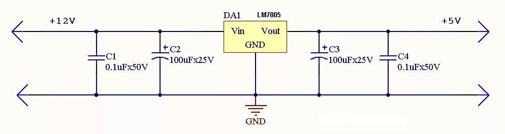 Напряжение питания 5 вольт. Схема стабилизатора тока lm7805. Регулируемый 7805 стабилизатор схема включения. Схема стабилизированного блока питания на 6 вольт. Lm7805 блок питания 5в 1а.