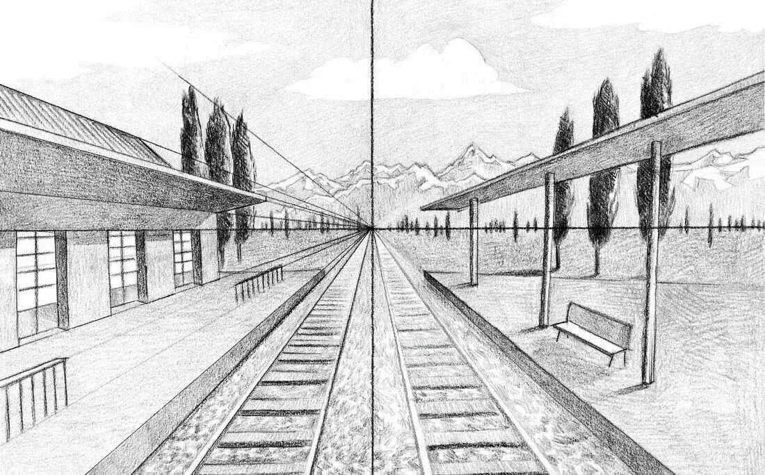 Перспектива 2023 сборник. Город линейная перспектива с одной точкой схода. Линейная перспектива с 1 точкой схода. Пейзаж линейная перспектива Наброски. Линейная перспектива в рисунке город 1кл.