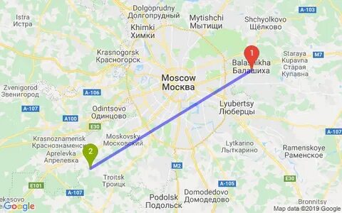Расстояние между внуково