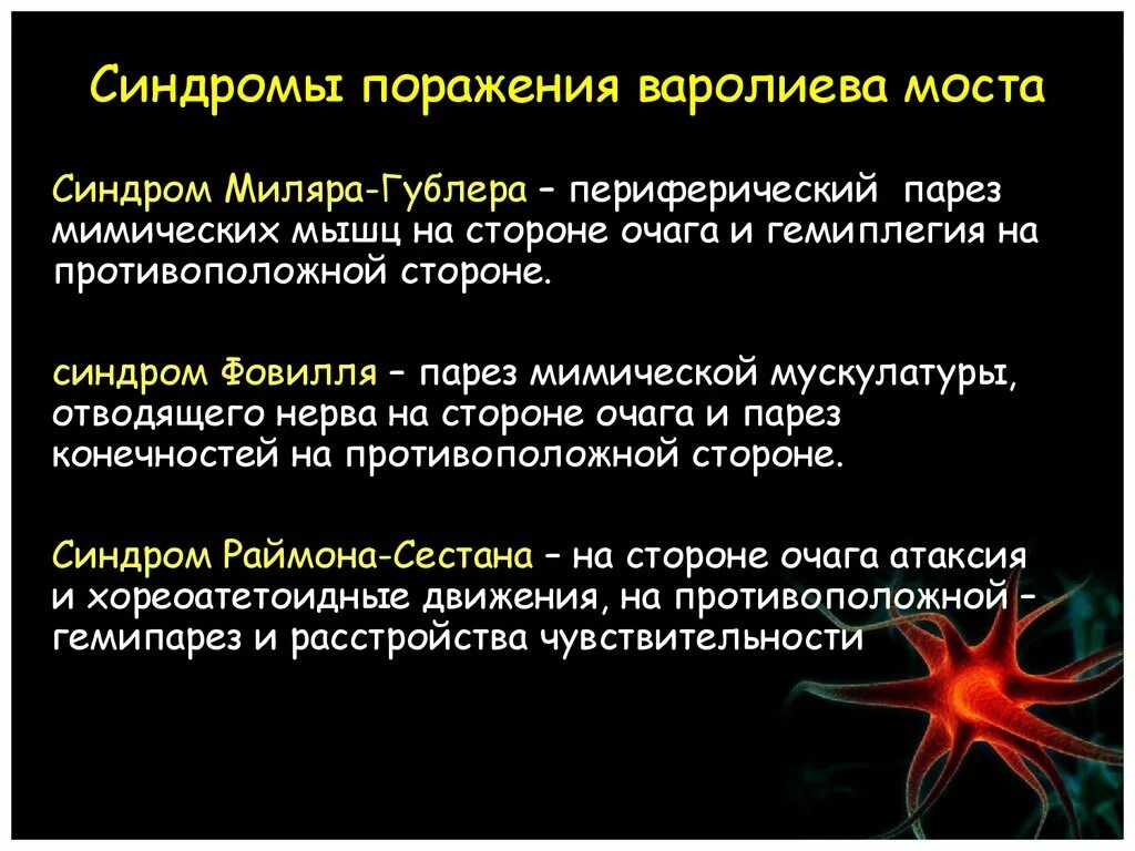 Нарушения моста мозга. Симптомы поражения моста. поражения варолив моста. синдромы поражения моста. синдромы поражения варолиева моста.