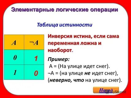 Таблица назад