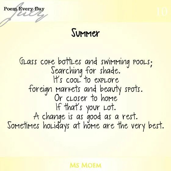 Poems about Summer. Summer poem. Short poems about Summer.