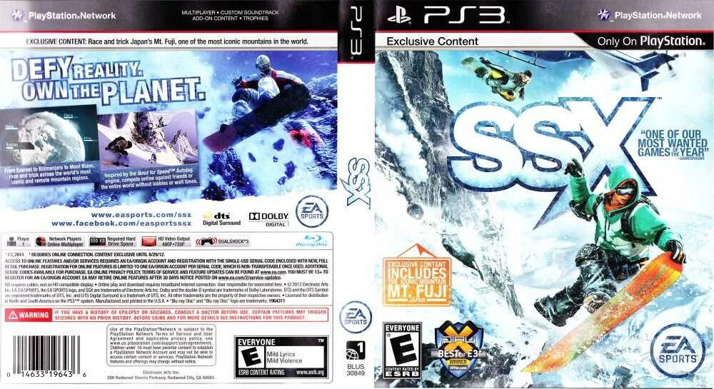 Программы для ps3. Ssx (ps3). ssx 2012. ps3 игры обложки. ssx обложка.