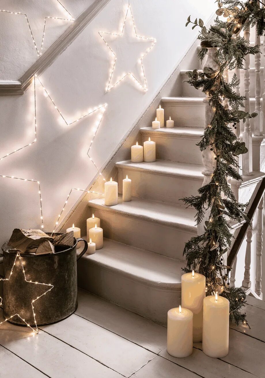 360-View Ivory Dream Candle Frontgate Christmas stairs, Christmas staircase, Chr