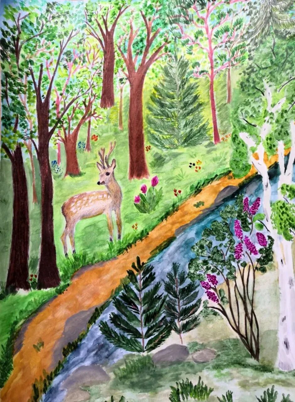 Детские рисунки лес. Красота леса рисунок. Рисование на тему лес. Лес глазами детей рисунки.