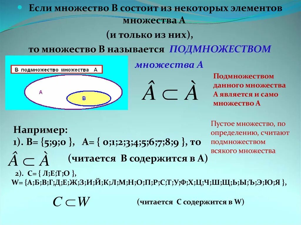 А принадлежит б пример. Множества. Множества элементы множества. Подмножества множества примеры. Множество из подмножеств.