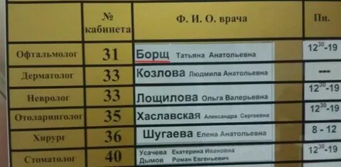 Фамилия врача