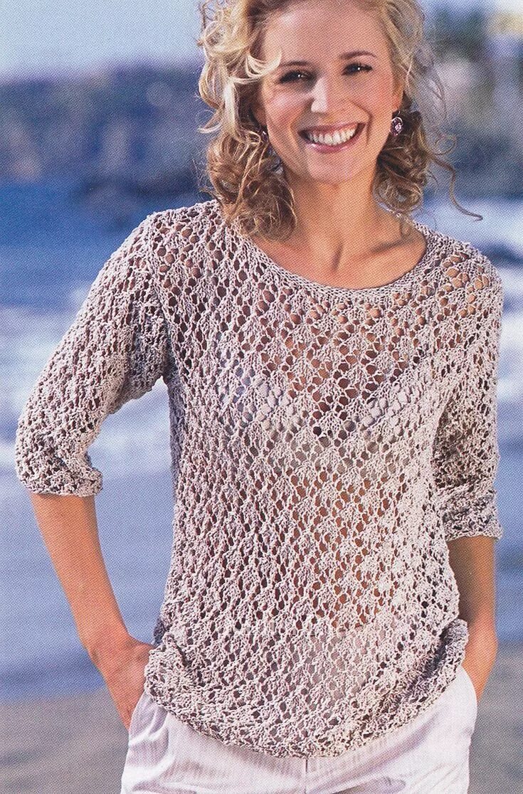 Ajourpulli mit Zackenmuster - Kostenlose Strickmuster Pullover stricken anleitun