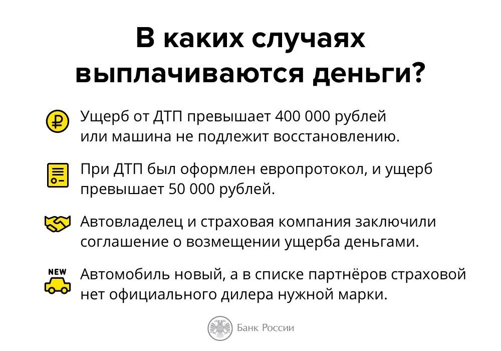 В каких случаях выплачивается страховка по осаго. В каких случаях выплачивается осаго. натуральное возмещение по осаго. в каких случаях страховая выплачивает деньги. ущерб деньги.