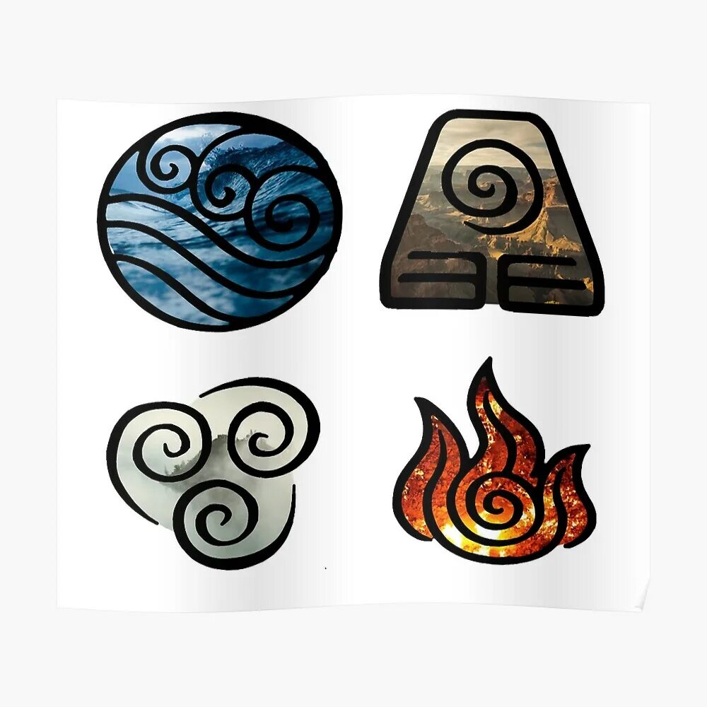 Символы огня воды. Аватар аанг символы стихий.