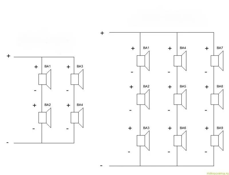 Последовательное соединение динамиков. Схема подключения динамиков 4 ом. Схема подключения динамиков в 4 Ома. Схема подключения четырех динамиков в 1 ом. Схема подключения 4 динамиков к усилителю.