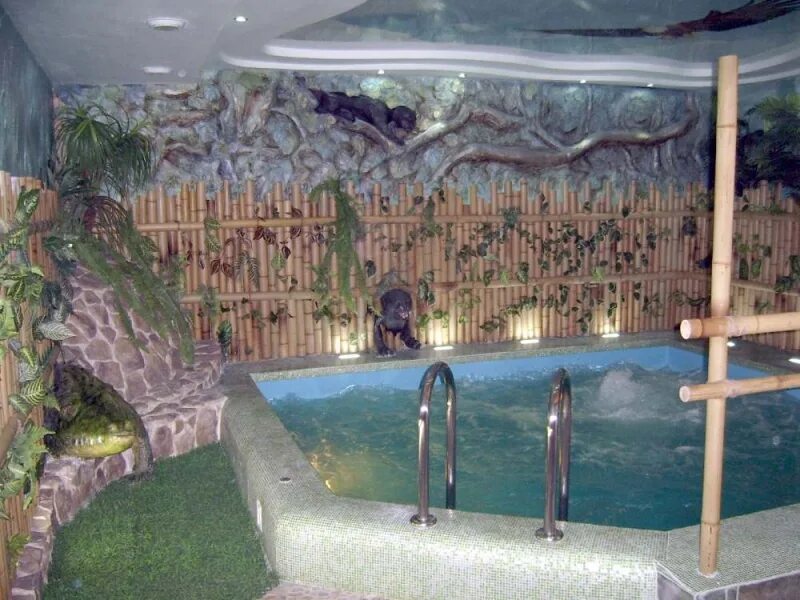 S 609. тропические животные для детей. бассейн экзотический. номер джунглей. картина леопард на дереве.