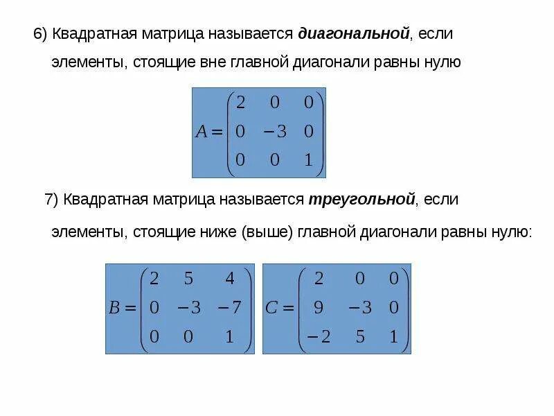 Главная диагональ матрицы равна нулю