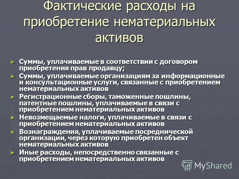 Приобретение нематериальных активов. Фактические затраты на приобретение. Расходы на приобретение нематериальных активов. Фактические затраты на приобретение НМА. Сумма фактических затрат организации на