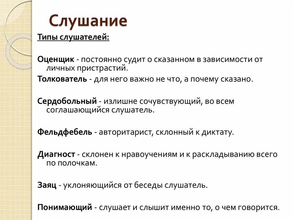 Тип слушателя это. Тип слушателя это