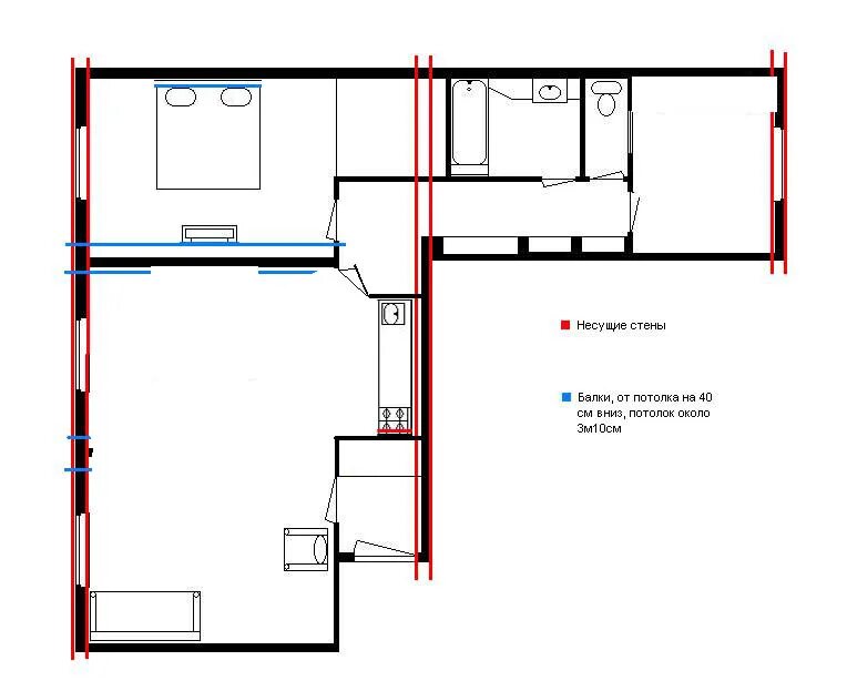 Несущие стены в сталинке. Несущие стены в хрущевке 2 комнатной. Несущие стены в двухкомнатной квартире. Несущие стены в хрущевках 2 комнаты. Перепланировка несущих стен
