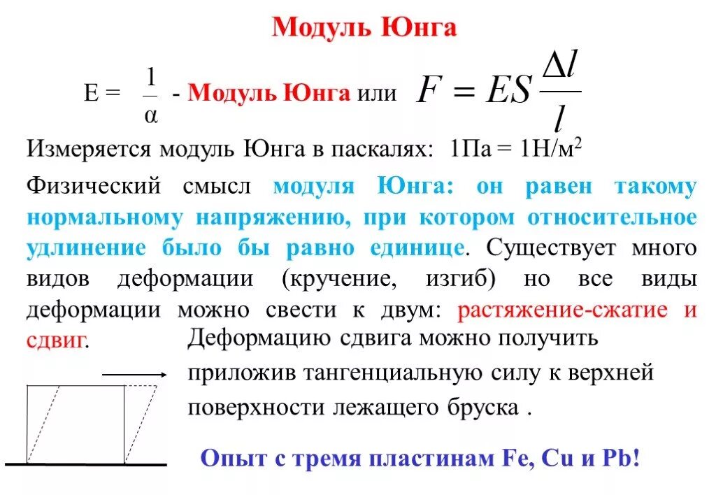 Модуль Юнга и модуль упругости. Физический смысл модуля Юнга. Модуль Юнга формула и определение. Модуль упругости Юнга единицы измерения. Юнга определение