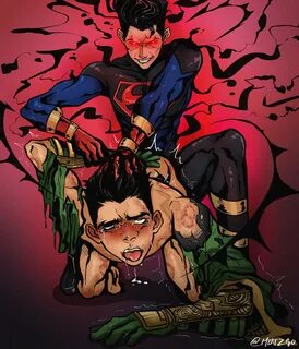 damian wayne, jonathan kent, robin (dc), superboy, dc, dc comics, anal, ana...