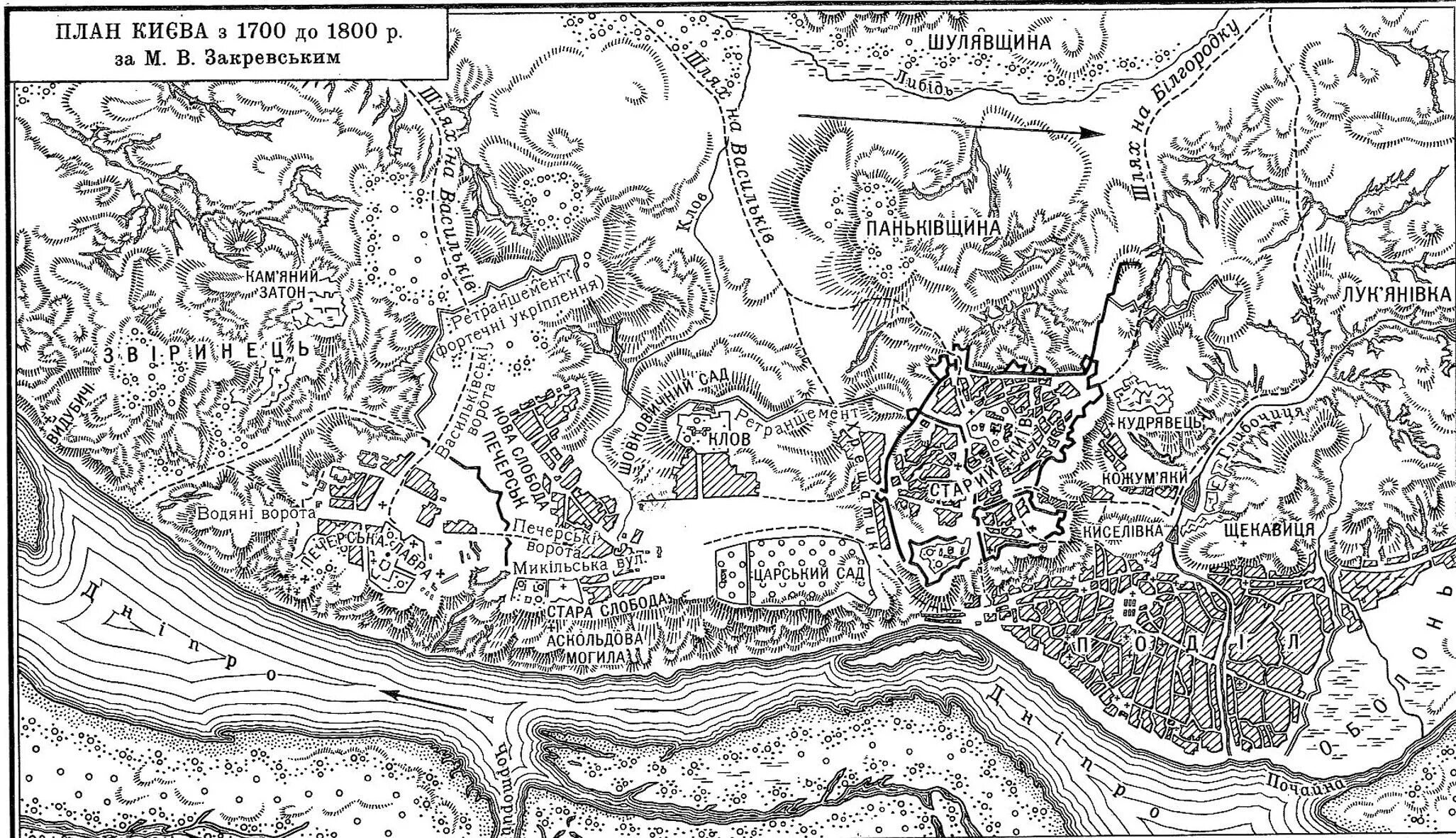 План средневекового Киева. Река Почайна на карте. План города Киева в 10 веке. Река Почайна карта Руси.