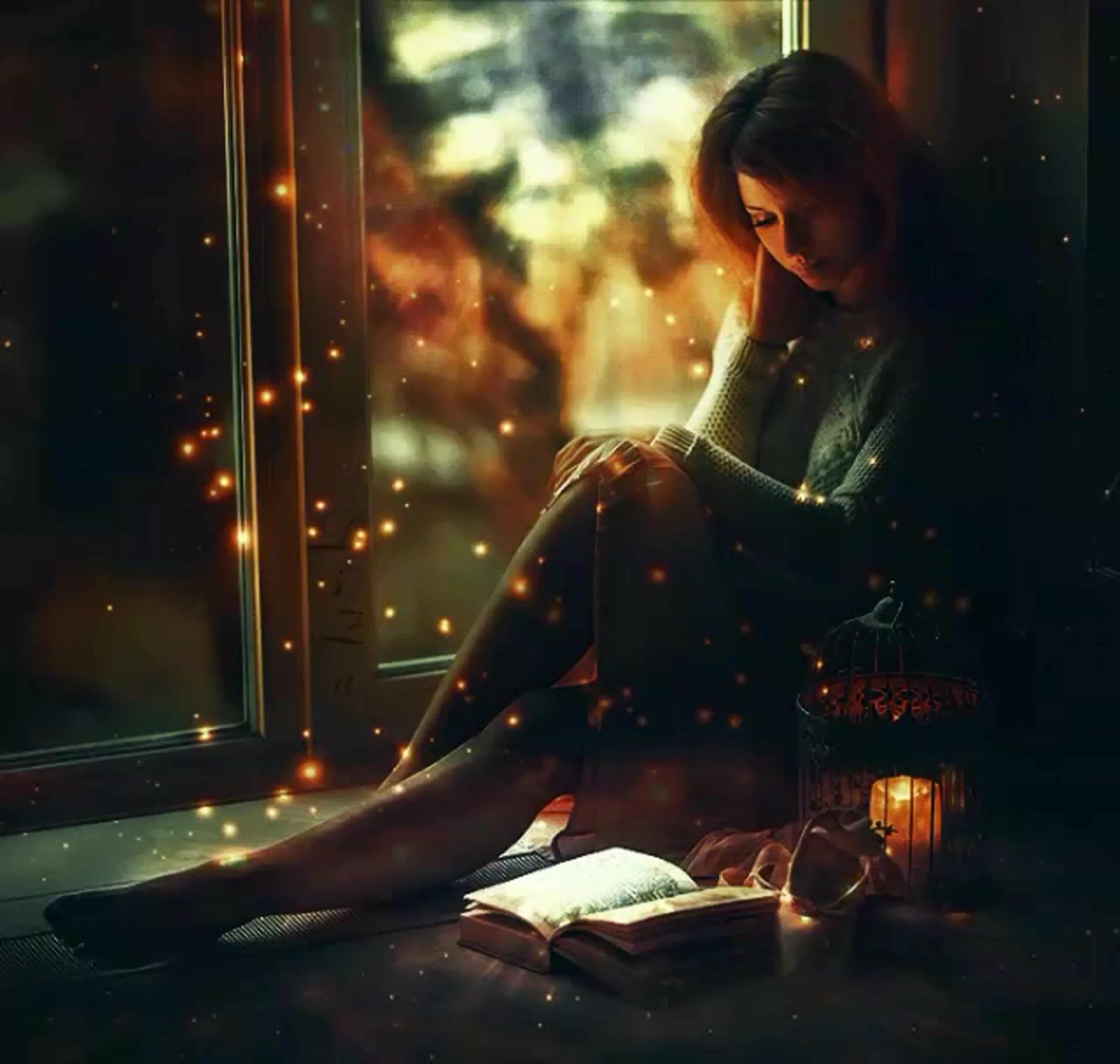 Девушка с книгой. Девушка ночью у окна. Грустный вечер. Одинокая женщина вечером. Чтение зимним вечером