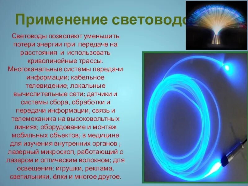 Световоды физика. Применение световодов. Световоды для освещения. Световоды в медицине.