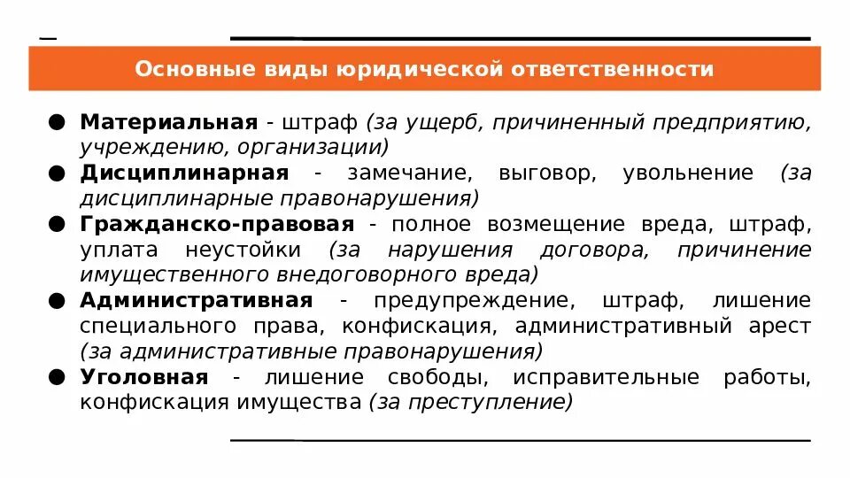 Выговор наказание по уголовному кодексу рф. Перечислите основные виды юридической ответственности.. Уголовное право виды юридической ответственности. Пример из юридической практики виды ответственности. Материальная юридическая ответственность формы наказаний.