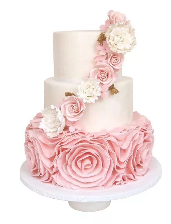 Бело розовые торты фото Simple Wedding Cakes for Effortlessly Elegant Weddings Pink rose wedding cake, P