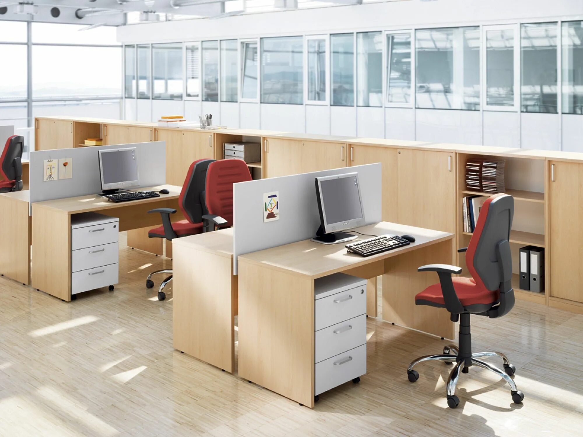 Easy space. Рабочее место в офисе. Стол офисный. Рабочее место сотрудника офиса. Современная офисная мебель.