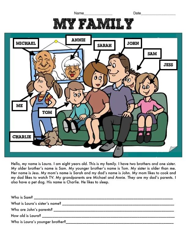 Worksheets семья. Моя семья Worksheets. Английский my Family\ Worksheet. Чтение my Family for Kids. This is old brother