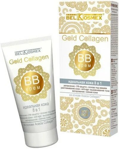 Вв коллаген. BELKOSMEX Gold Collagen BB крем идеальная кожа 8 в 1 , 30 г.
