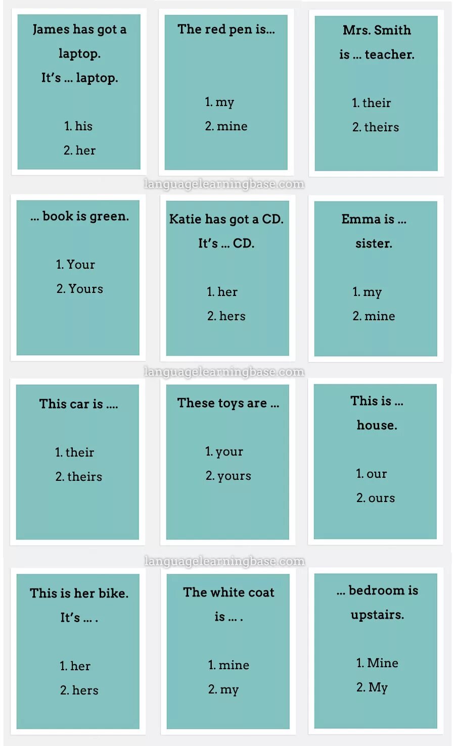 Possessive pronouns упражнения. Тест my mine на английском. Тест my mine на английском. My mine your yours упражнения. Абсолютные притяжательные местоимения в английском языке упражнения.