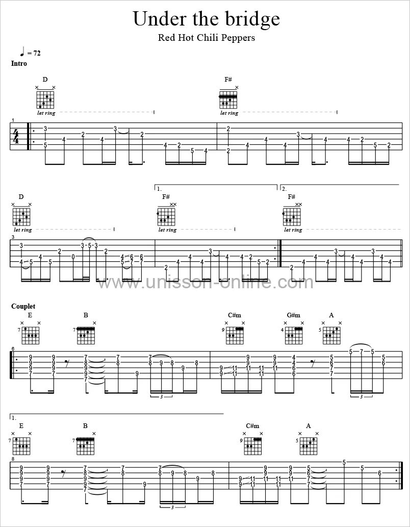 Red hot peppers аккорды. RHCP under the Bridge Tabs. Red hot Chili Peppers under the Bridge Tabs. Under the Bridge группы Red hot Chili Peppers. Under the Bridge Ноты для гитары.