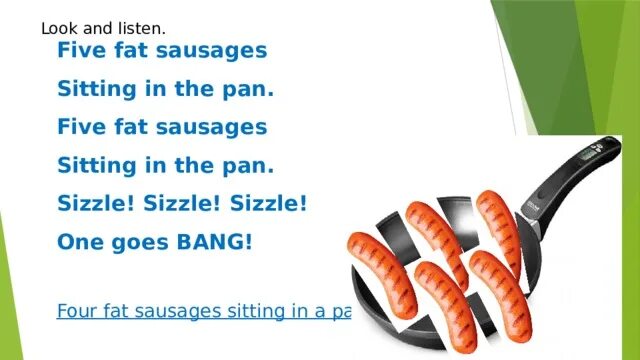 Five fat sausages. Five fat sausages sitting in a Pan. Sausages in a Pan стих. Five fat sausages sizzling in a Pan. Файв перевод