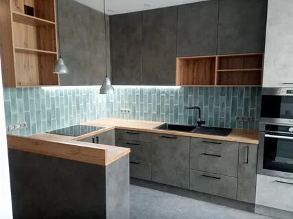 Кухня цемент светлый