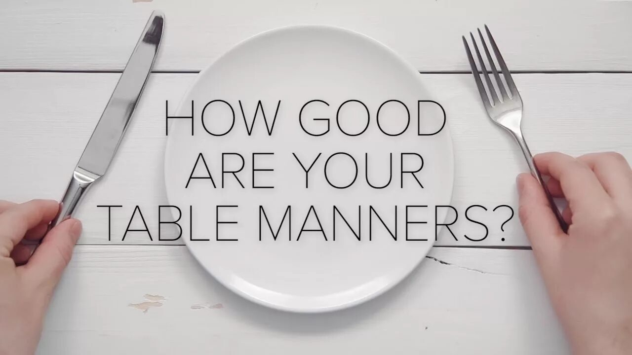 He put the plates. Table manners. good table manners. how good are your table manners. good manners at the table.