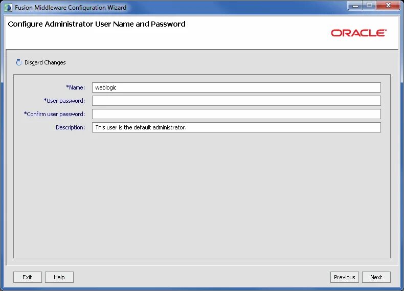 Username admin. Oracle Base Directory.
