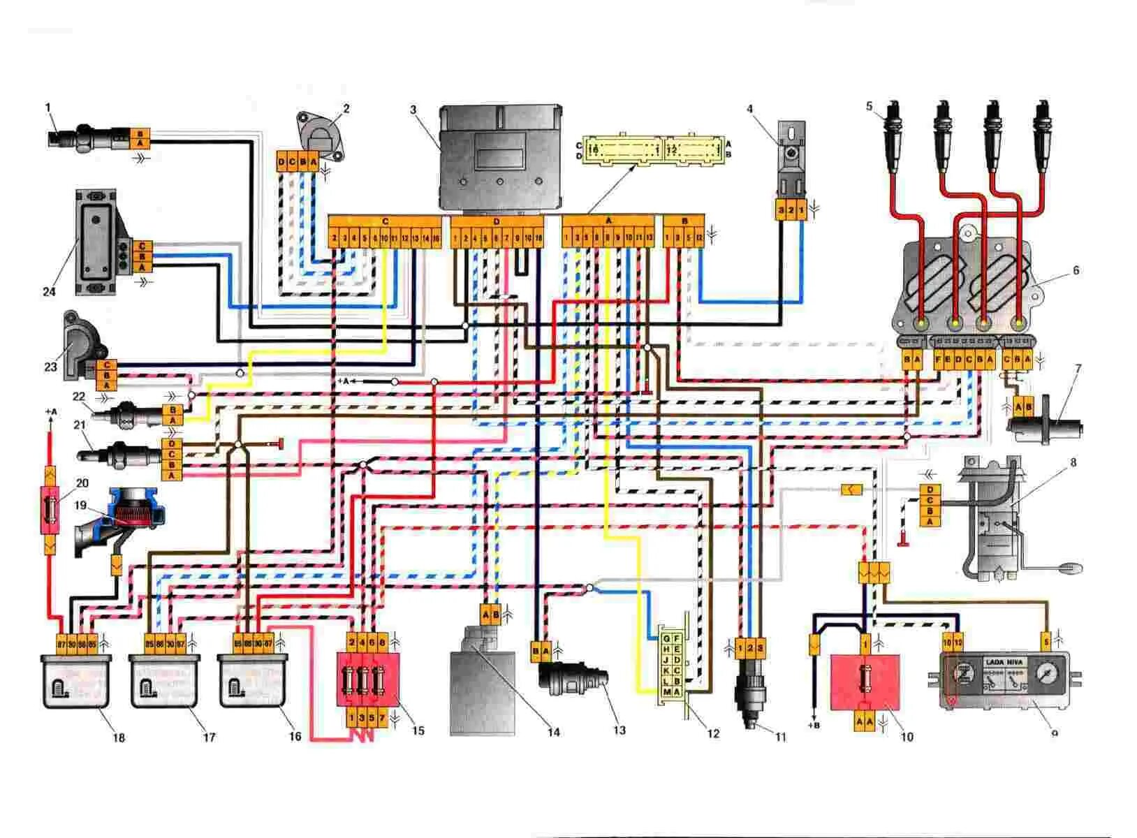 Схема электрическая ВАЗ 21214 инжектор. ВАЗ 21214 схема электрооборудования инжектор. ВАЗ 21214 схема электрооборудования. Схема электрооборудования Нива 21214 инжектор.